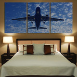 Airplane From Below Printed Canvas Posters (3 Pieces)