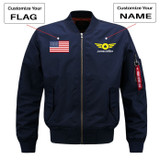 Custom Flag & Name with Badge 4 Designed Pilot Jackets