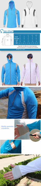Men's Quick Dry Bamboo Fiber Long Sleeve Breathable Fishing Shirts UV Sunscreen Clothing With Hood