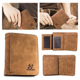 IPRee® Men's Vintage RFID Blocking Trifold Wallet PU Leather ID Credit Card Holder