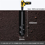 8x45cm Garden Auger Earth Planter Drill Bit Post Hole Digger Earth Planting Auger Drill Bit for Electric Drill (8x45cm)