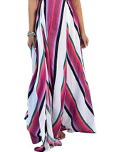 Bohemian Sleeveless Strap Stripe Swing Long Maxi Dress