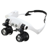 DANIU Portable Head Wearing Magnifying Glass 10X 15X 20X 25X LED Double Eye Repair Magnifier Loupe