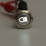 12V 19mm Silver Metal LED Push Button ON OFF Latching Switch Light Symbol