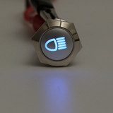 12V 19mm Silver Metal LED Push Button ON OFF Latching Switch Light Symbol