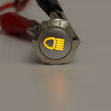 12V 19mm Silver Metal LED Push Button ON OFF Latching Switch Light Symbol