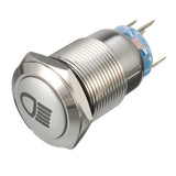 12V 19mm Silver Metal LED Push Button ON OFF Latching Switch Light Symbol