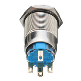 12V 19mm Silver Metal LED Push Button ON OFF Latching Switch Light Symbol
