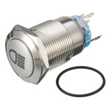 12V 19mm Silver Metal LED Push Button ON OFF Latching Switch Light Symbol