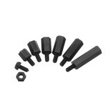 Suleve™ M3NH5 180Pcs M3 Nylon Screw Black Hex Screw Nut PCB Standoff Spacer Column Assortment Kit