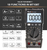 MUSTOOL MT108T Square Wave Output True RMS NCV Temperature Tester Digital Multimeter 6000 Counts Backlight AC DC Current/Voltage Resistance Frequency Capacitance