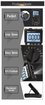 MUSTOOL MT108T Square Wave Output True RMS NCV Temperature Tester Digital Multimeter 6000 Counts Backlight AC DC Current/Voltage Resistance Frequency Capacitance