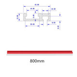 Machifit 800mm Red Aluminum Alloy T-track Woodworking 45x12.8mm T-slot Miter Track