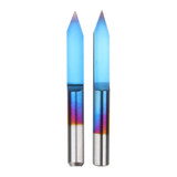 Drillpro 10pcs 0.1mm 0.2mm 40 Degree Engraving Bit Blue Nano Coated Carbide Flat Bottom PCB Engraving Bit CNC Router Tool