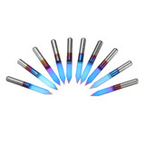 Drillpro 10pcs 0.1mm 0.2mm 40 Degree Engraving Bit Blue Nano Coated Carbide Flat Bottom PCB Engraving Bit CNC Router Tool
