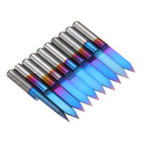 Drillpro 10pcs 0.1mm 0.2mm 40 Degree Engraving Bit Blue Nano Coated Carbide Flat Bottom PCB Engraving Bit CNC Router Tool