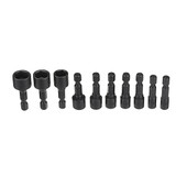 BROPPE 10Pcs 1/4 Inch Hex Shank Power Nut Driver Drill Bit Set Metric Socket Wrench Screw Screwdriver