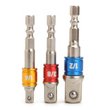 3pcs Hex Shank Socket Adapter Set 1/4 3/8 1/2 Inch Driver Extension Drill Bits Bar