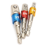 3pcs Hex Shank Socket Adapter Set 1/4 3/8 1/2 Inch Driver Extension Drill Bits Bar