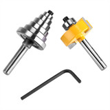 Drillpro 1/8 1/4 5/16 3/8 7/16 1/2 Inch Depth Rabbeting Bit with Interchangeable Bearing Router Bit