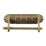 Chinese Retro Vintage Old Style Lock Password Brass Carved Word Padlock