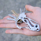 DANIU EDC Multi Pocket Tool Carabiner Screwdriver Wrench Gear Key Holder Clip Folder Keychain