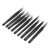DANIU 9pcs ESD Stainless Steel Anti-static Tweezers with Storage Bag Teardown Electronic Maintenance Tool