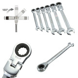 DANIU 6pcs a Set 6mm-12mm Flexible Pivoting Head Ratchet Combination Spanner Wrench Garage Metric Tool