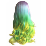 Pastel Rainbow Ombré Wavy Long Lace Front Wig