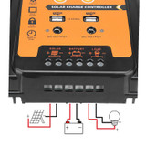 30A/50A/70A 12V/24V Intelligent USB PWM Solar Panel Battery Regulator Charge Controller