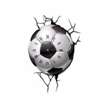 PAG STICKER 3D Wall Clock Decals Soccer Football Cracking Wall Sticker Home Decor Gift