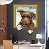 Creative Cartoon 3D Simulation Dog PVC Broken Wall Sticker DIY Removable Decor Waterproof Wall Stickers Household Home Wall Sticker Poster Mural Decoration for Bedroom Living Room