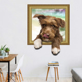 Creative Cartoon 3D Simulation Dog PVC Broken Wall Sticker DIY Removable Decor Waterproof Wall Stickers Household Home Wall Sticker Poster Mural Decoration for Bedroom Living Room