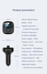 BT29 Car MP3 bluetooth Player QC 3.0 Charger FM Type-C Support 32GB USB TF Card