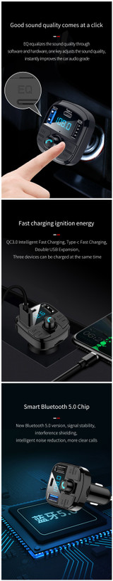BT29 Car MP3 bluetooth Player QC 3.0 Charger FM Type-C Support 32GB USB TF Card