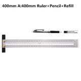 Drillpro 200/300/400mm Stainless Steel Precision Marking T Ruler Hole Positioning Measuring Ruler Woodworking Scriber Scribing Tool