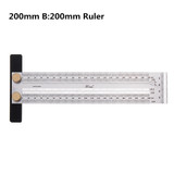 Drillpro 200/300/400mm Stainless Steel Precision Marking T Ruler Hole Positioning Measuring Ruler Woodworking Scriber Scribing Tool