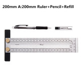 Drillpro 200/300/400mm Stainless Steel Precision Marking T Ruler Hole Positioning Measuring Ruler Woodworking Scriber Scribing Tool