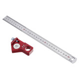 Drillpro CX300-1 Adjustable 30cm Stainless Steel 45/90 Degree Line Scriber Marking Ruler Angle Ruler Inch and Metric Magnetic Positioning Measuring Ruler Woodworking Tool