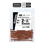 Drillpro 100Pcs 25-63mm SQ2 Pocket Hole Screw Coarse Thread Woodworking Self Tapping Screw Oblique Hole Screw Square Driver for Pocket Hole Syestem