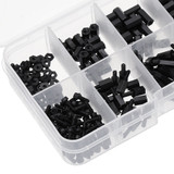 Suleve™ M2NH4 M2 Nylon Screw Black Hex Screw Nut Nylon PCB Standoff Assortment Kit 300Pcs