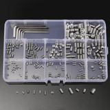 Suleve™ MXSS3 240Pcs M3/M4/M5/M6/M8 Stainless Steel Hex Allen Grub Screw Socket Flat Point Set Screws Wrench Assortment Kit