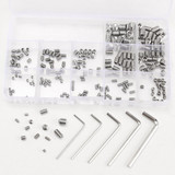 Suleve™ MXSS3 240Pcs M3/M4/M5/M6/M8 Stainless Steel Hex Allen Grub Screw Socket Flat Point Set Screws Wrench Assortment Kit