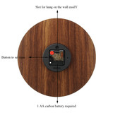 12 Inch Luminous Wall Clock Wooden Silent Non-Ticking Clock With Night Light