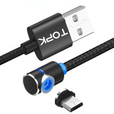 TOPK L-Line 90 Degree Angle Micro USB Magnetic Braided Fast Charging Data Cable 1M For Phone Tablet