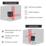 HANMATEK LV1 Laser Level Cross Line Laser with Measuring Range 50ft, Self-Leveling Vertical and Horizontal Line
