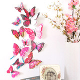 12PCS 7 Colors 3D Double Layer Butterfly Wall Sticker Fridge Magnet Home Decor Art Applique