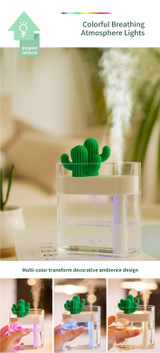 SOTHING 319 Clear Cactus Ultrasonic Air Humidifier 160ML Color Light USB Air Purifier Anion Mist Maker Water Atomizer