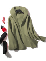 Casual Women Long Sleeve Solid Color Hooded Cardigan with Pockets