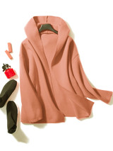 Casual Women Long Sleeve Solid Color Hooded Cardigan with Pockets
